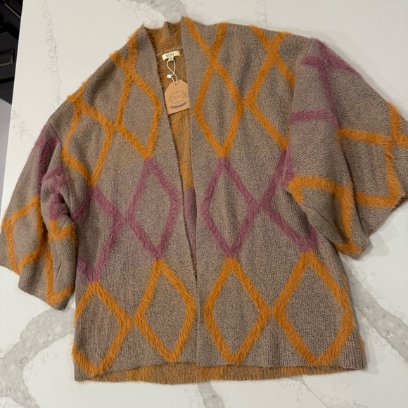 Kori America NWT Diamond Open Front Plush Cardigan Sweater Women’s M/L Coatigan - Picture 5 of 10